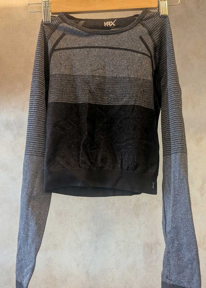 HRX Gray Striped Top