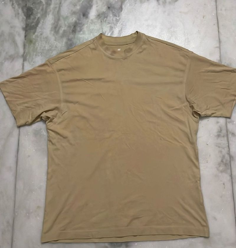 H&amp;M Oversized Men's Basic Tan T-Shirt