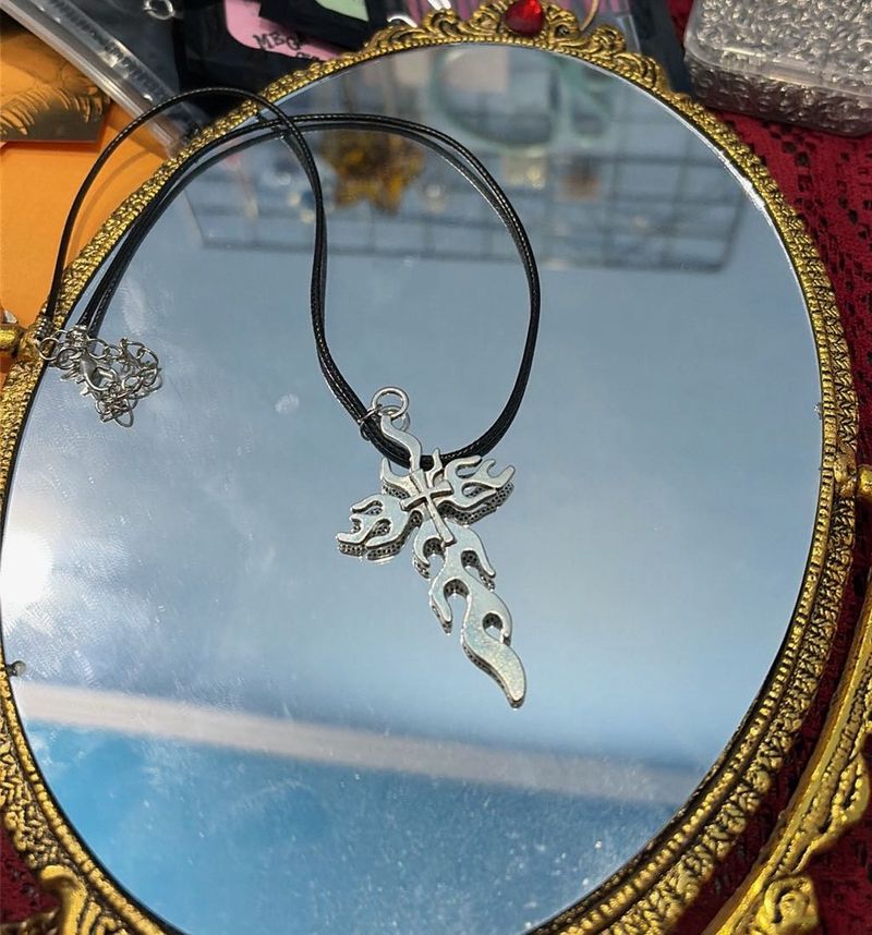 Gothic Flame Cross Necklace