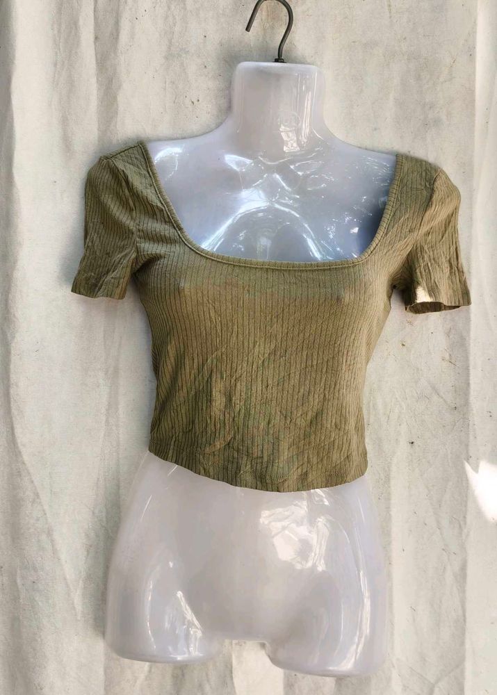 Ribbed Square Neck Cropped Top