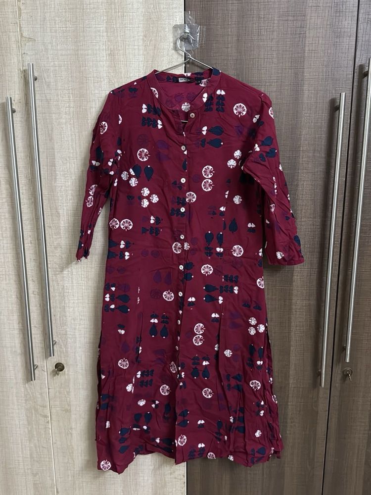 Maroon Printed Dress