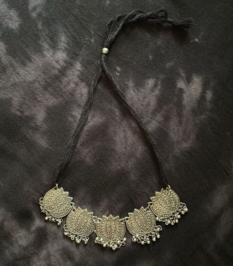 Oxidised Lotus Necklace