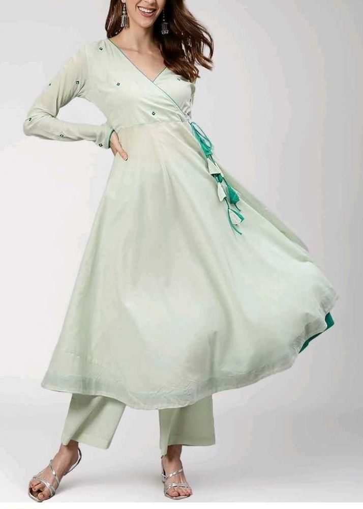 Elegant Mint Green Anarkali Kurta Set