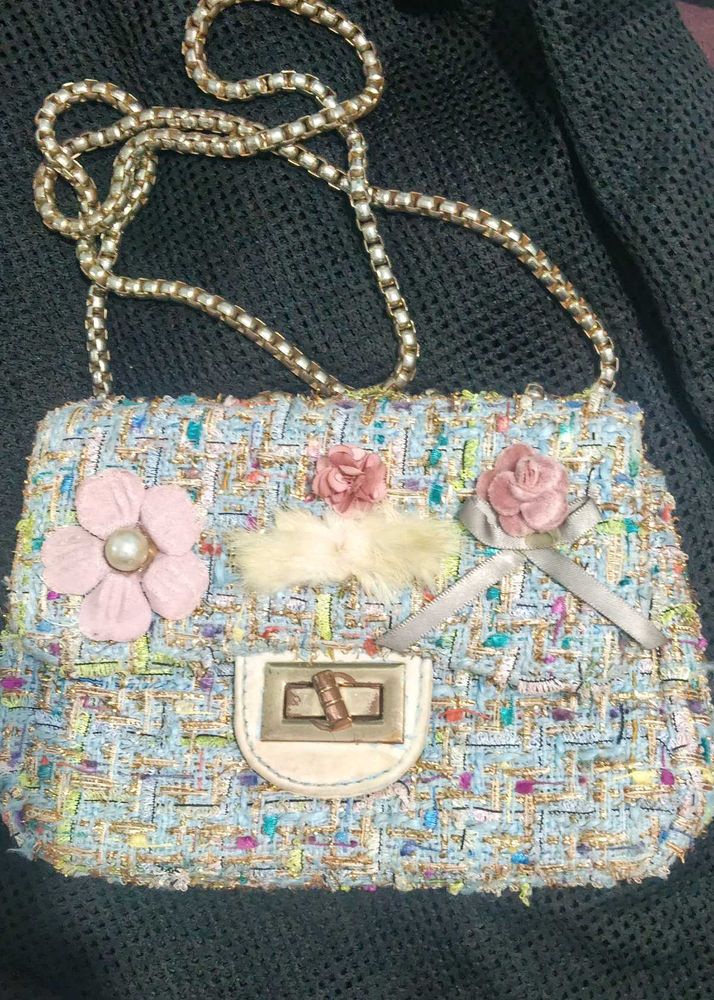 Cute Tweed Floral Chain Bag