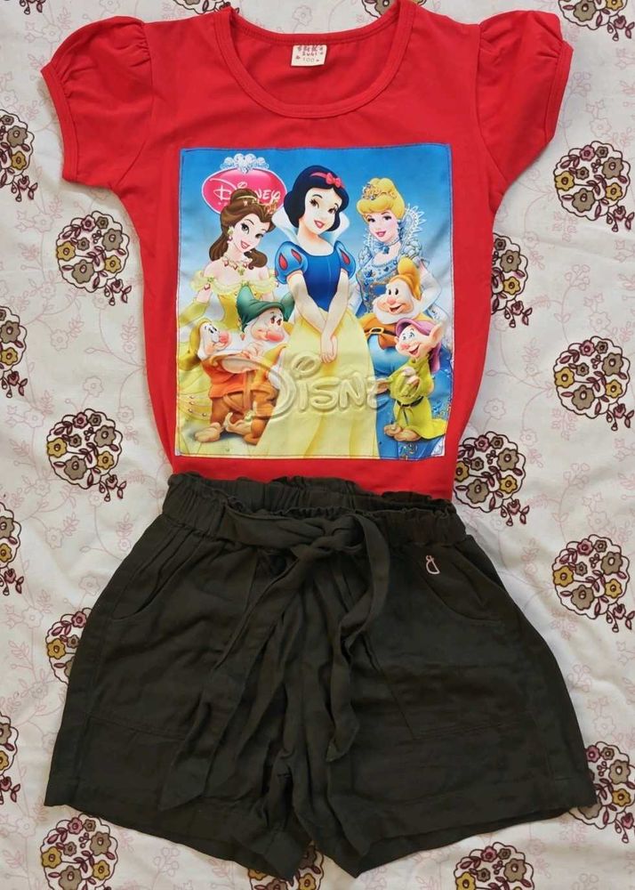 Disney Princess Red T-Shirt &amp; Shorts Set
