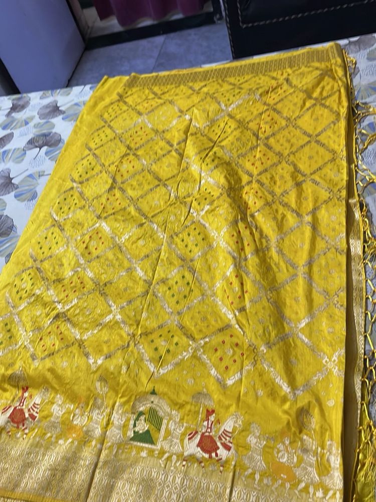 Vibrant Yellow Silk Saree