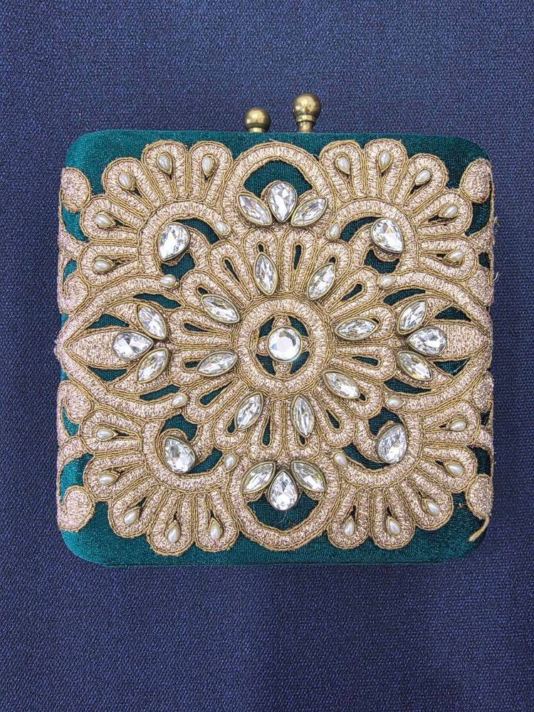 Elegant Embellished Velvet Clutch