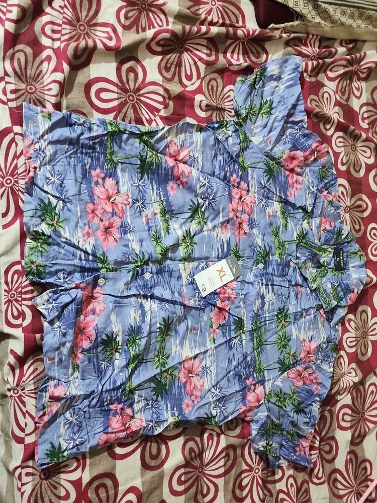 Men's Tropical Print Short Sleeve Shirt