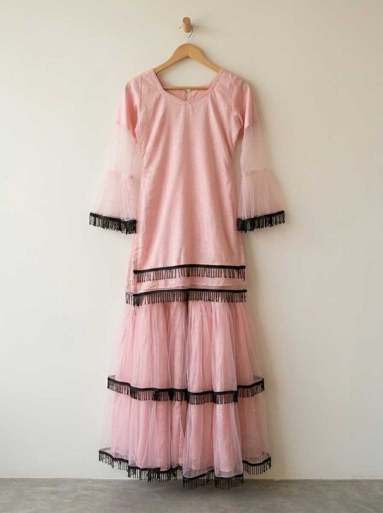 Stunning Pink Tiered Gown with Tassels ( top  &amp; gh