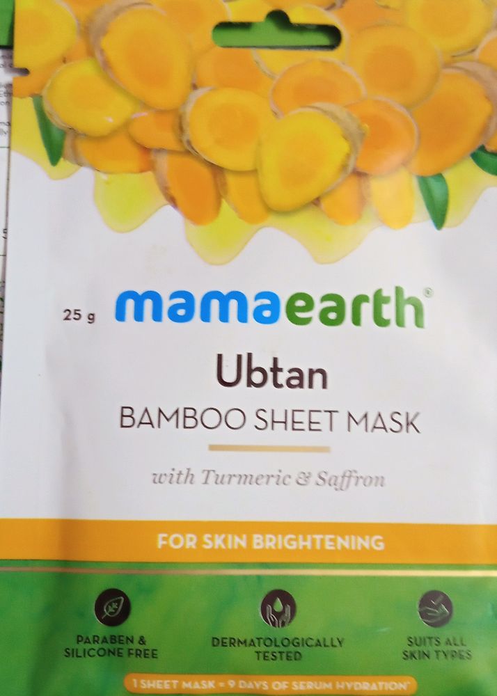 🌸 MAMAEARTH🤩UBTAN SHEET MASK