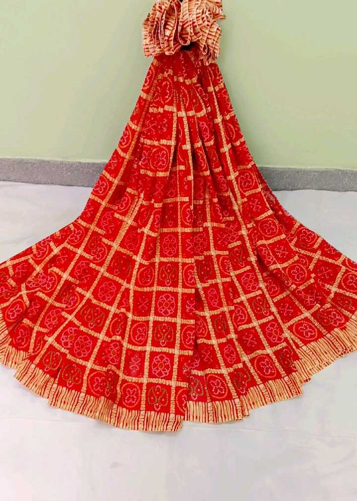 Red Bandhani Saree