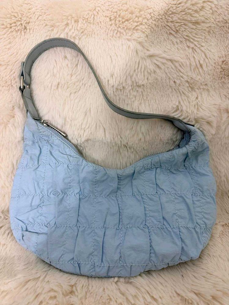 DIY Light Blue Ruched Shoulder Bag