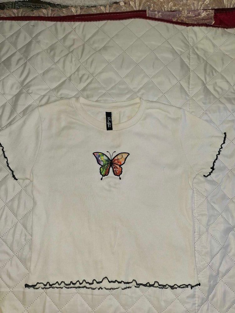 White Butterfly Graphic Tee