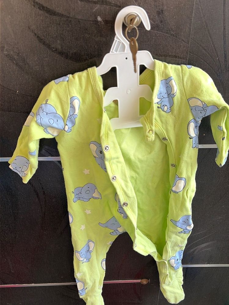 Baby Elephant Print Sleepsuit