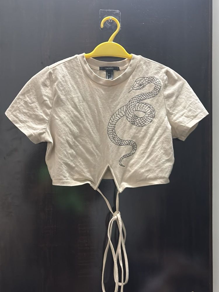 Cute Snake Graphic Crop Top