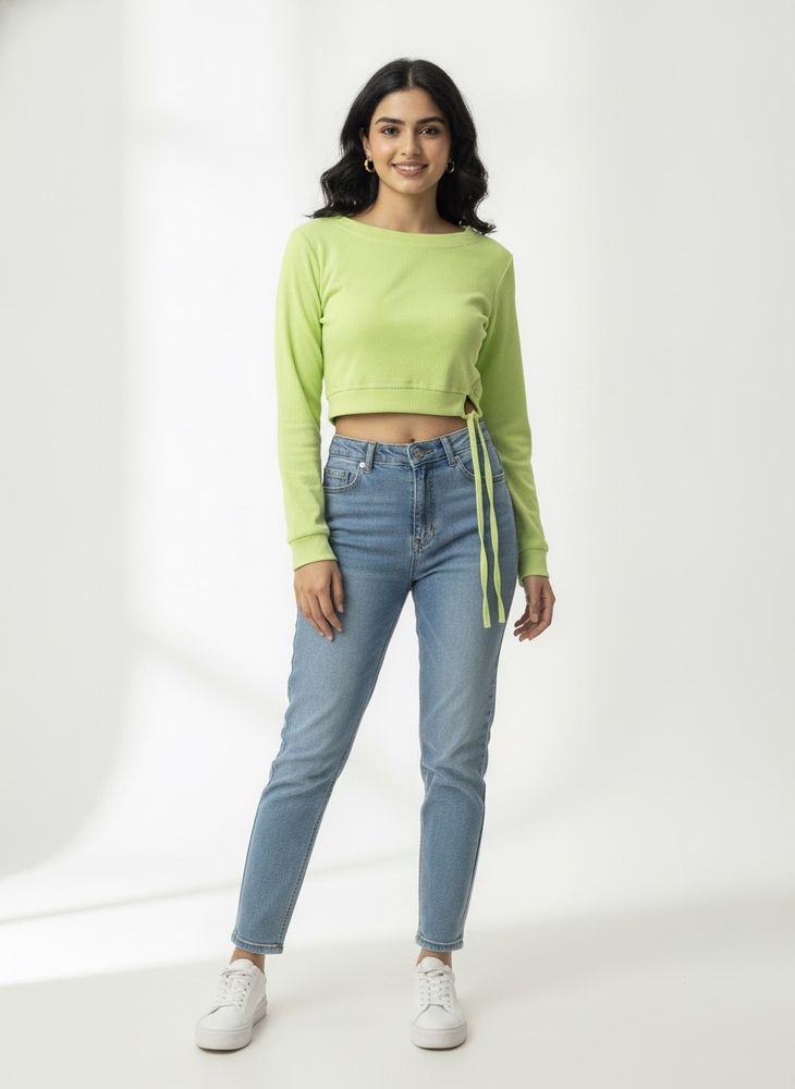 Lime Green Ribbed Crop Top