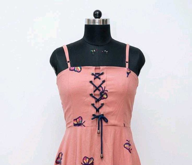 Cute Butterfly Print Lace-Up Dress