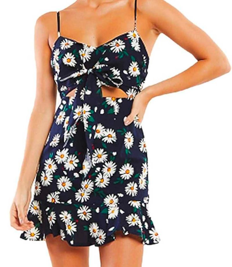 Daisy Floral Cut-Out Mini Dress