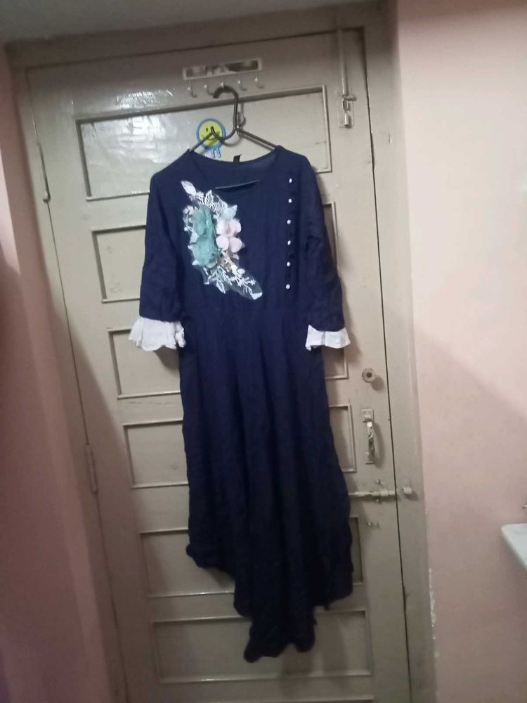 Floral Navy Blue Kurta