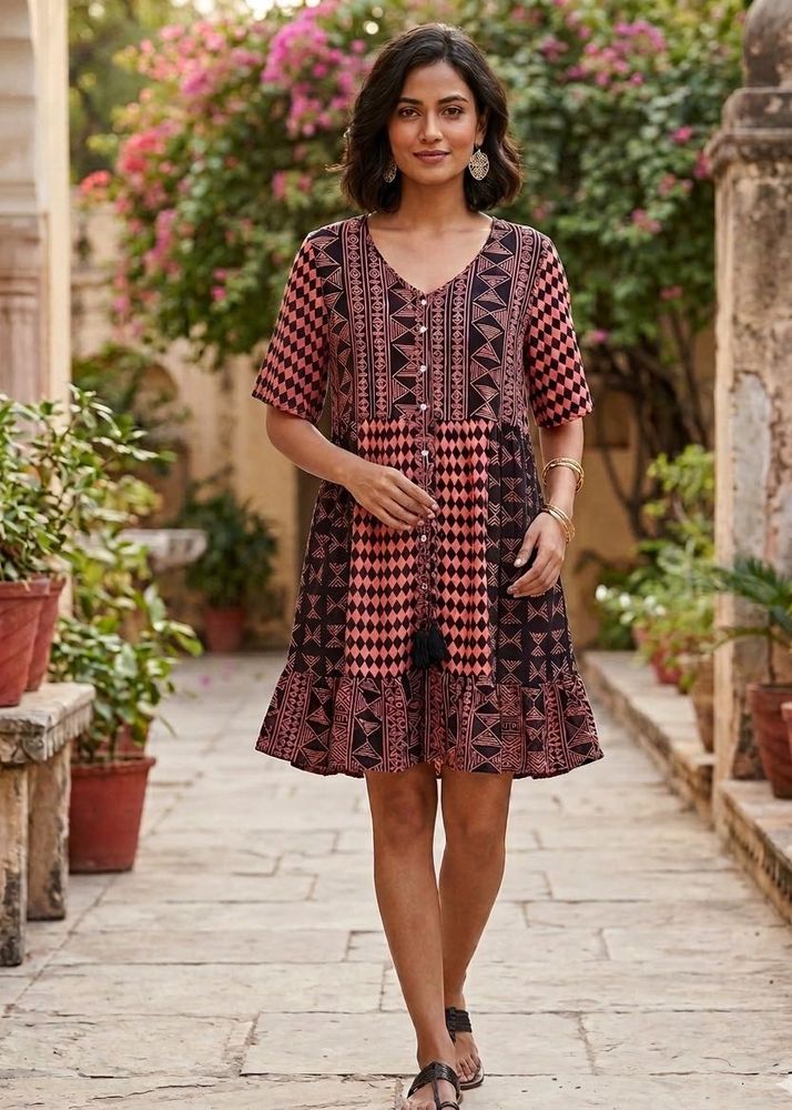 Bohemian Print Short Dress/Kurta - Max Brand