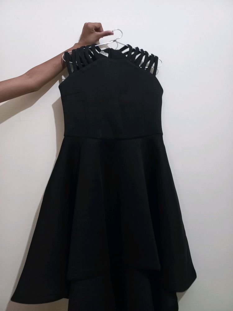 New High-low Black One Piece Dress