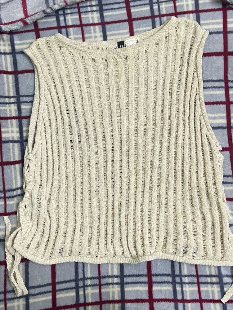 Cream Knit Vest Top
