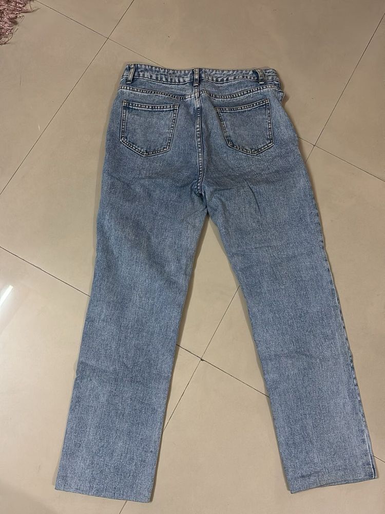 Acid Wash Straight Leg Jeans