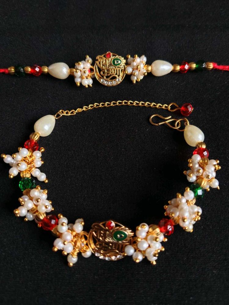 Combo - Designer Rakhi &amp; Bracelet Set