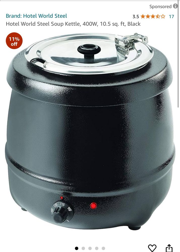 New Hotel steel soup tureen or kettle 400w black.