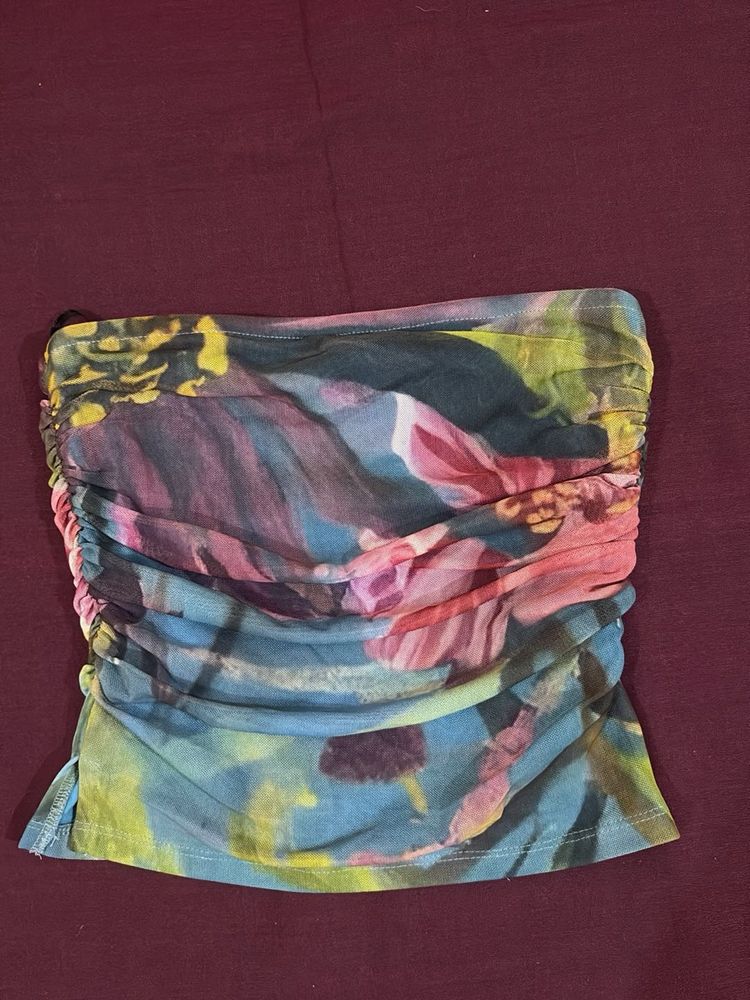 Floral Ruched Tube Top