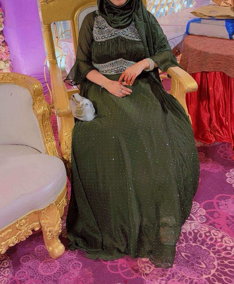 Elegant Olive Green Gown