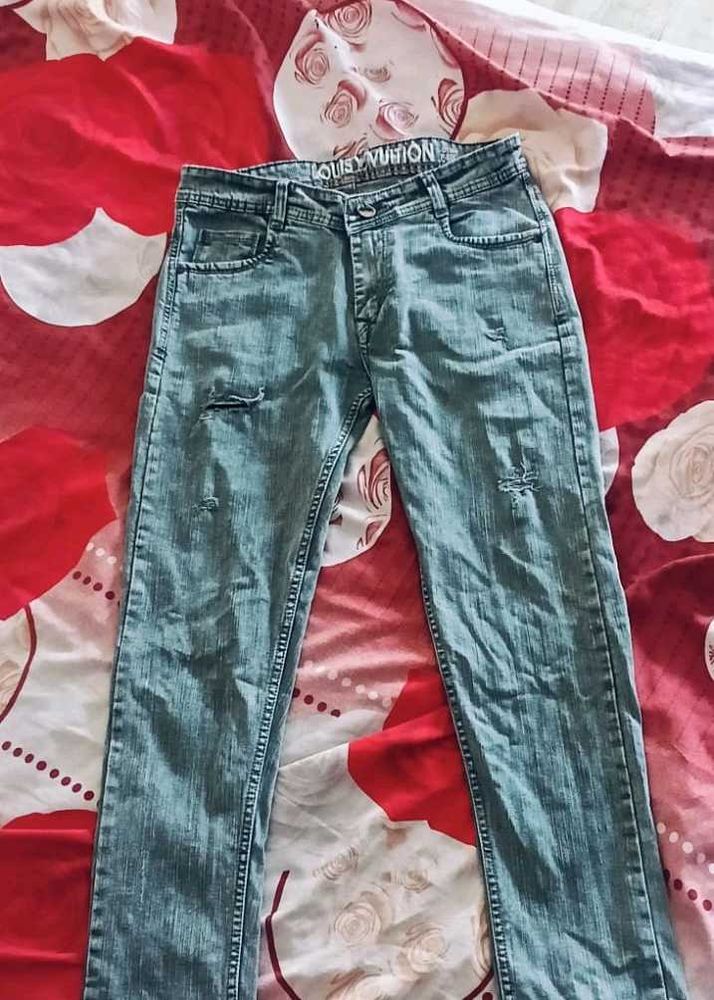 Stylish Distressed Blue Jeans