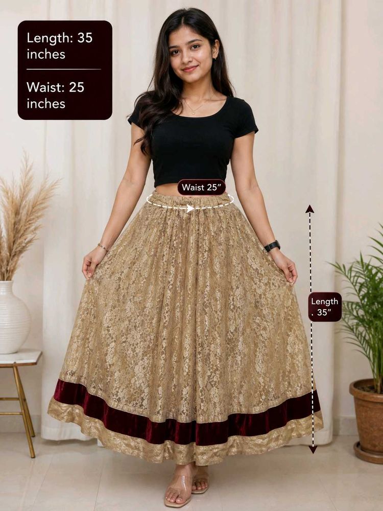 Golden Lace Ethnic Skirt