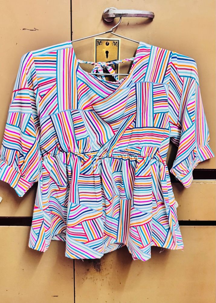 Vibrant Striped Peplum Top