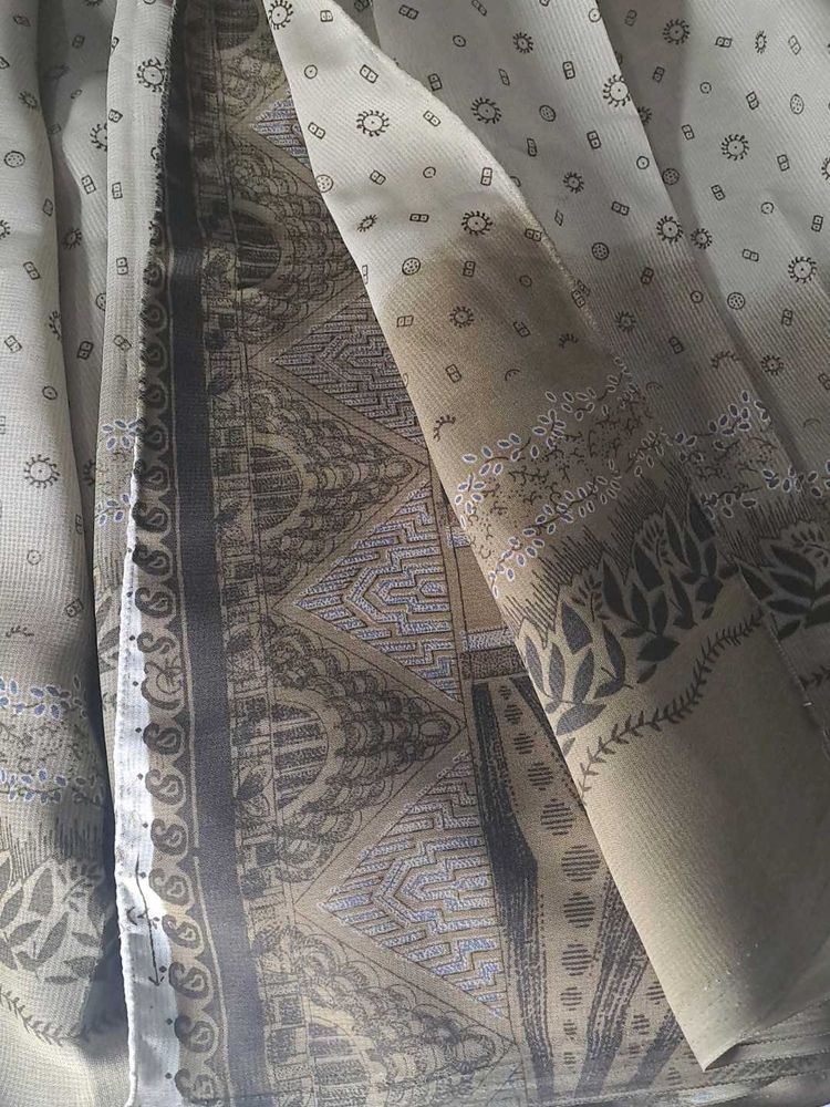 new Elegant Printed Saree one picco done comboo