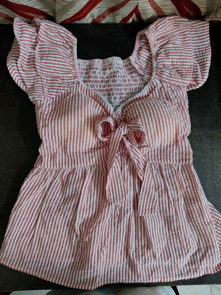 Padded babydoll striped top