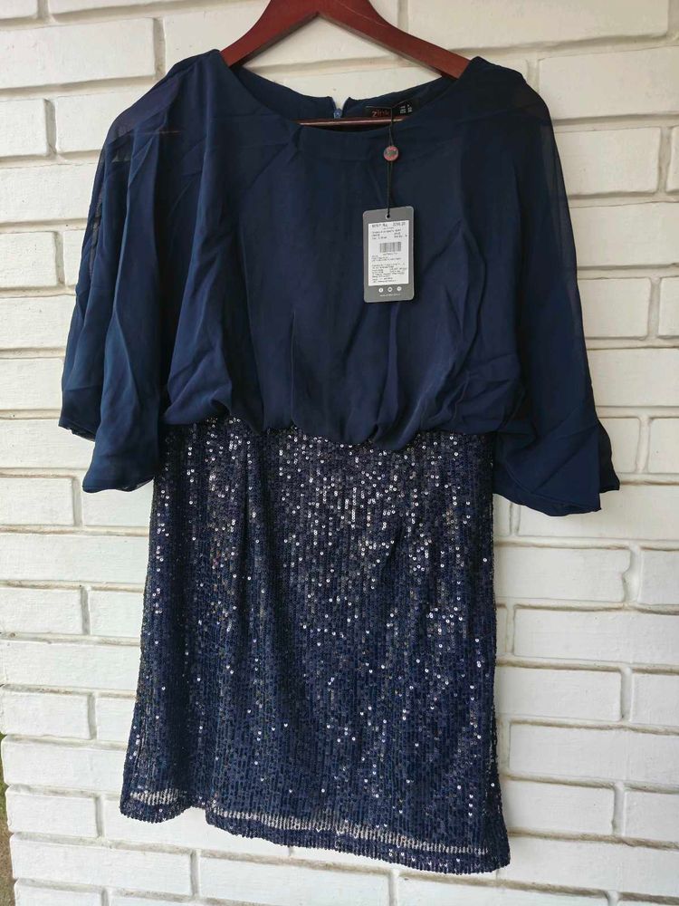 Navy Sequin Party Dress