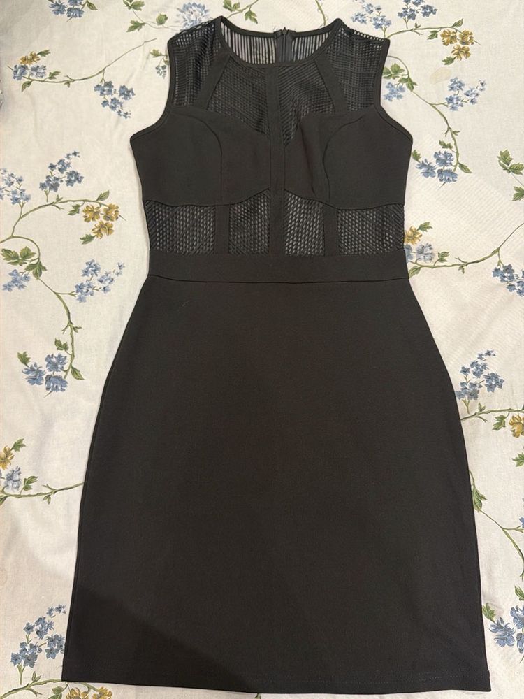 Chic Black Mesh Panel Dress