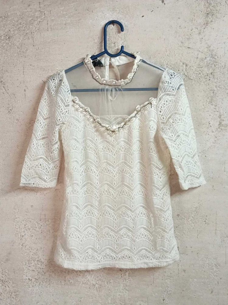 Elegant White Lace Top