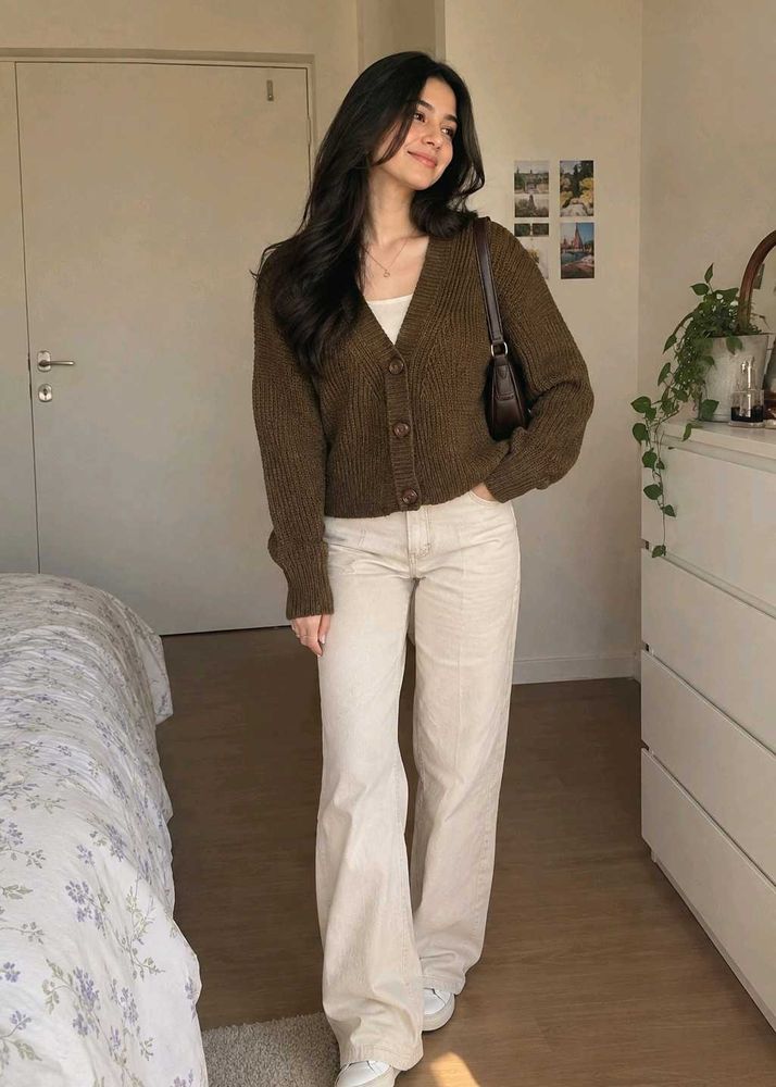 🤎 Cozy Brown Ribbed Cardigan