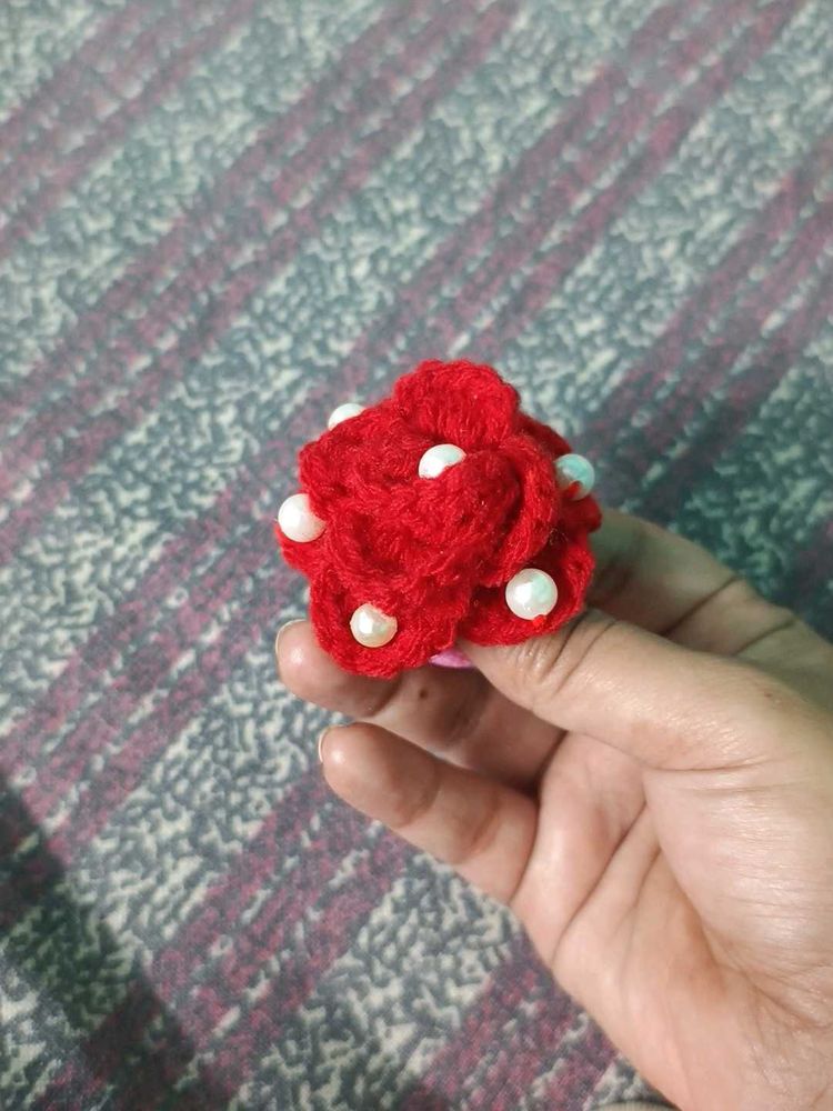Handmade Red Flower Hair Clip