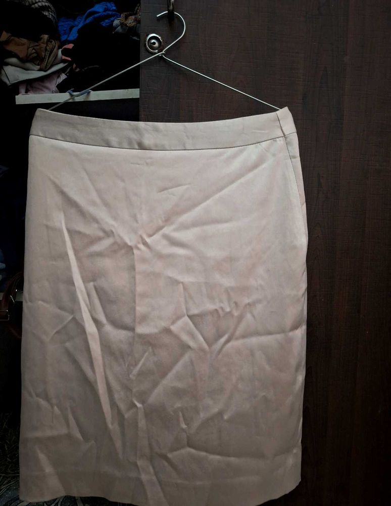 Beige satin short skirt