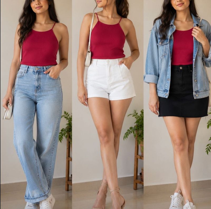 Ribbed Red Tank Top