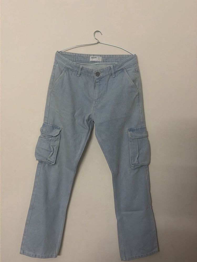 snitch Light Wash Cargo Jeans