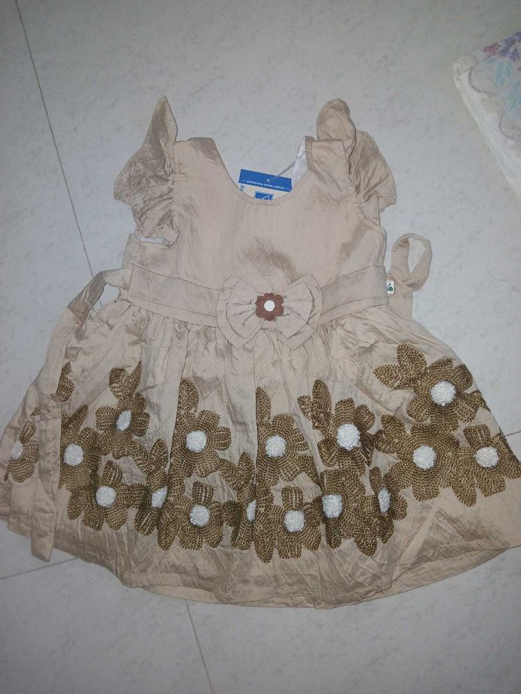 Cute Beige Embroidered Dress