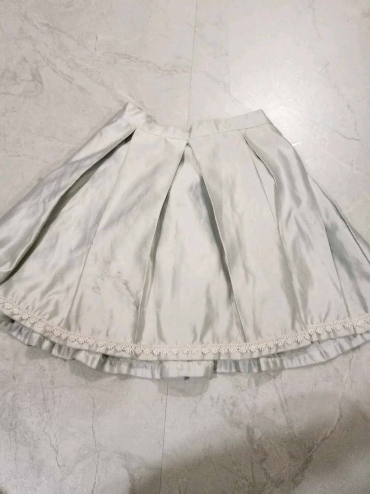 Pleated A-Line Skirt with Lace for 10, 11 year
