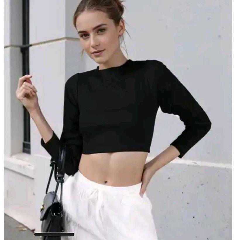Shein Full Sleeve Black open back tie up top