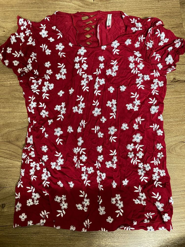 Y2K Red Floral Party Top