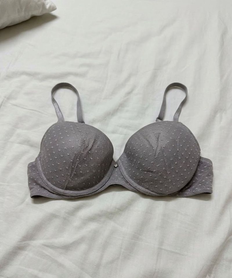 Gray Bra with Dot Pattern