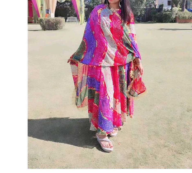 Vibrant Patchwork Kurta Set with Dupatta